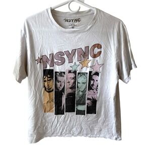 NSYNC Band Graphic T-Shirt Women's XS White 90s Y2K Retro Pop‎ Music Tee